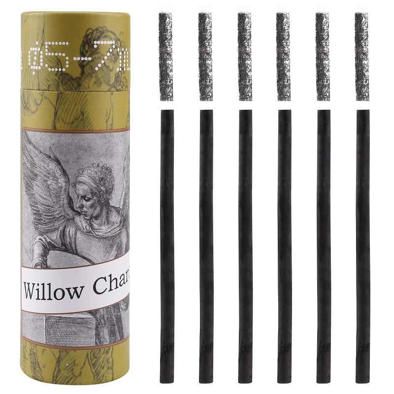 LOONENG Willow Charcoal Sticks  Natural Willow Charcoal for Artists  Beginners or Kids of All Skill Levels  Great for Sketching  Drawing and Shading  Approx 5-7mm in Diameter  Pack of 25 - Image 1
